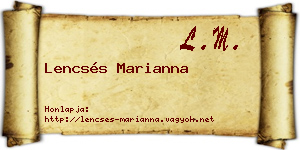 Lencsés Marianna névjegykártya